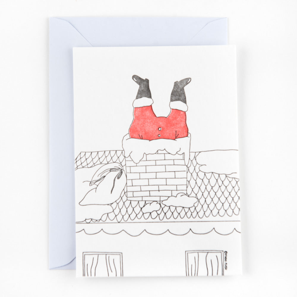 Santa stuck in Chimney - Card